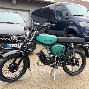 1989 Simson S51 Neuaufbau 4 Gang Vape KBA Ilse of Man Green Matt